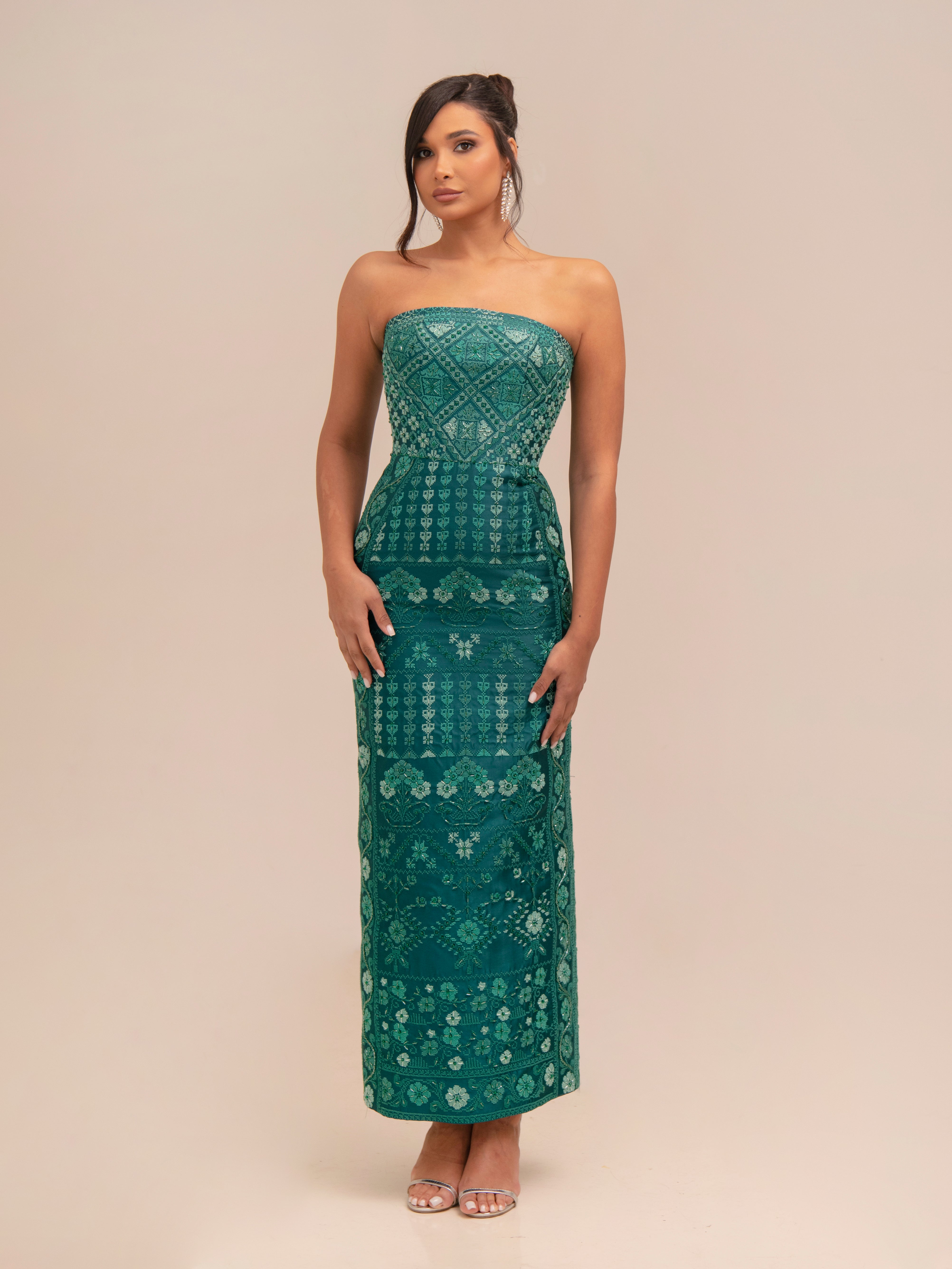liang jinke green dress Liang Ke Green Long Train Strapless Evening Prom Gown 2016 Venice Film Festival TCD6775